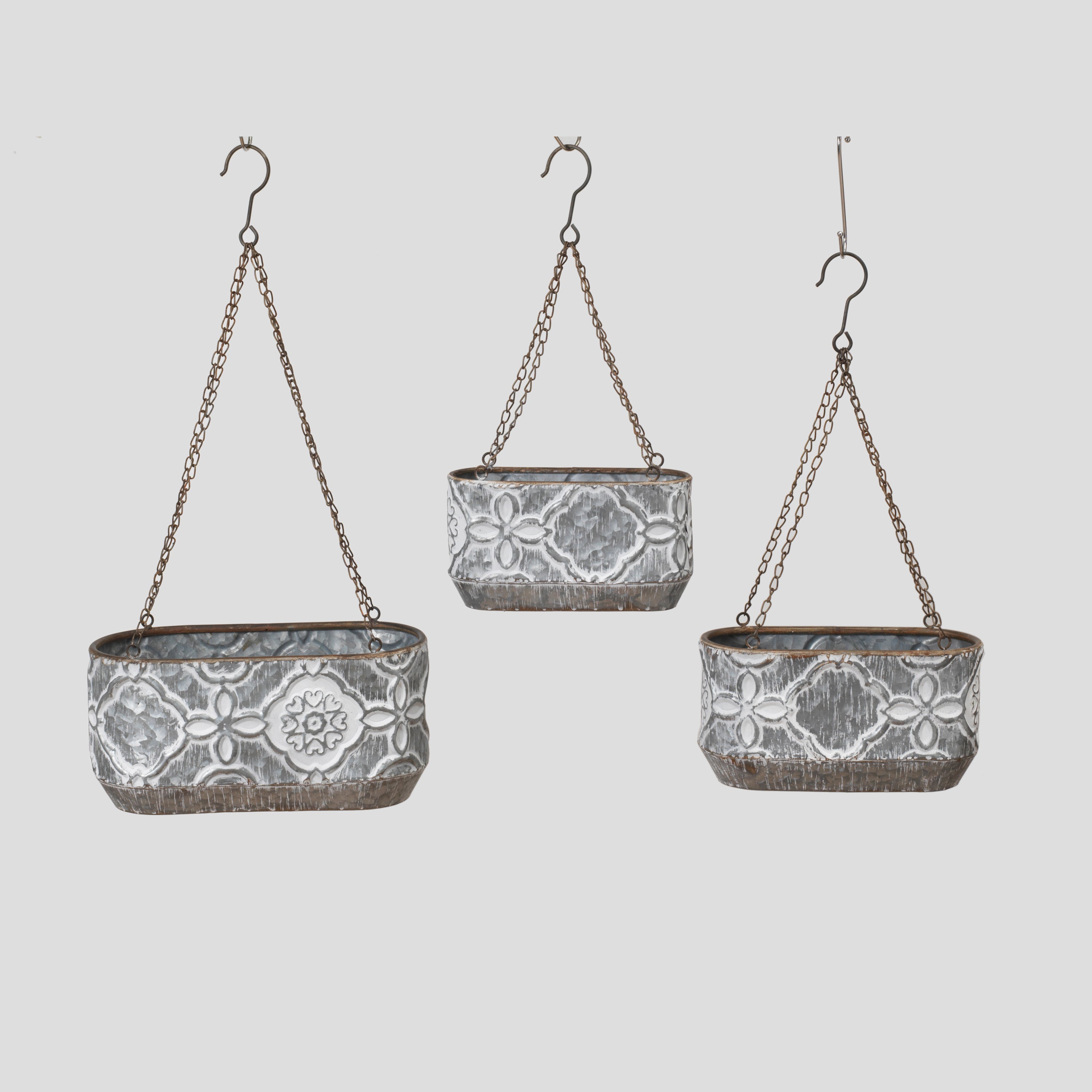 Hanging Galvanized Nesting Metal Hang Planters, set of 3